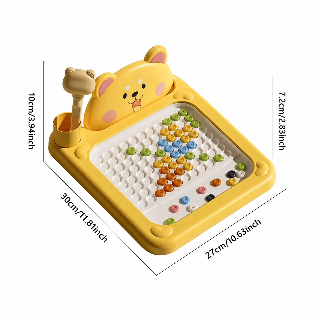 Magnetic Bead Board for Kids - Cartoon Bear Design Dot Board with Magnetic Stylus